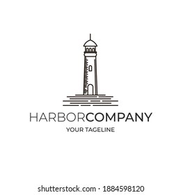 Simple Lighthouse Searchlight Beacon Beach Tower logo design inspiration