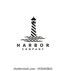 Simple Lighthouse Searchlight Beacon Beach Tower Logo Design Inspiration