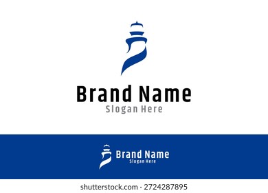 einfache Leuchtturm Silhouette Logo Design Vektor mit flachen Stil 