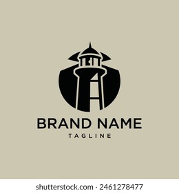 simple lighthouse vector logo. white background