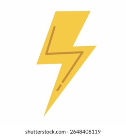 Simple lightning bolt icon in flat design. Great for illustrating storm, thunder, electricity, or weather conditions in apps, infographics, or children’s content.