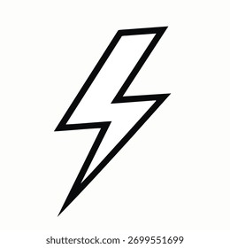 Simple Lightning Bolt Icon on White Background Symbolizing Power and Electricity