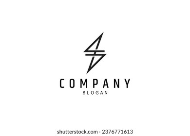simple lightning icon symbol with line art logo design