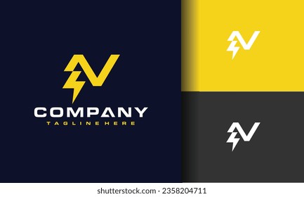 simple lightning N letter logo