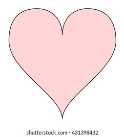 Simple light-red heart, isolated over a white background. Vector.