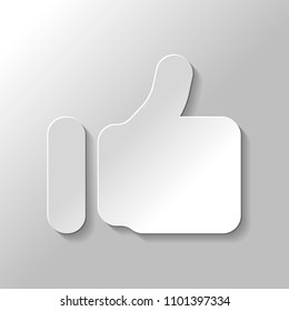 Simple like icon. Social symbol. Paper style with shadow on gray background