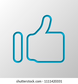 Simple like icon. Social symbol. Paper design. Cutted symbol with shadow