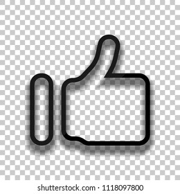 Simple like icon. Social symbol. Black glass icon with soft shadow on transparent background