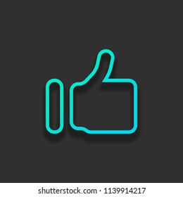 Simple like icon. Social symbol. Colorful logo concept with soft shadow on dark background. Icon color of azure ocean