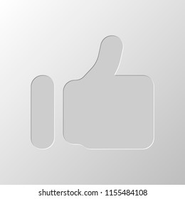 Simple like icon. Social symbol. Paper design. Cutted symbol. Pitted style