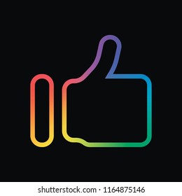 Simple like icon. Social symbol. Rainbow color and dark background