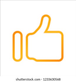 Simple like icon. Social symbol. Orange sign with low light on white background