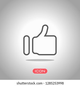Simple like icon. Social symbol. Icon under spotlight. Gray background