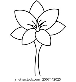 Einfache Lilie Blume Baum Linie Art Silhouette Vektorfarbe Illustration.