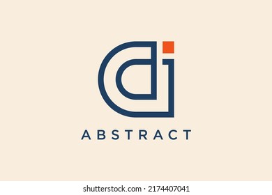 simple line about letter d and i vector logo