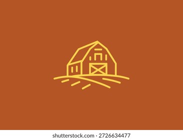 Logotipo abstracto del granero de la línea simple para la agricultura, la agricultura, o la marca rural.