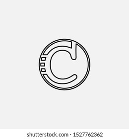 Simple Line  abstract techno letter C logo icon design concept for technology business, digital currency, virtual money  or more business initial identity.