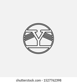 Simple Line  abstract techno letter Y logo icon design concept for technology business, digital currency, virtual money  or more business initial identity.