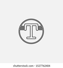 Simple Line  abstract techno letter T logo icon design concept for technology business, digital currency, virtual money  or more business initial identity.