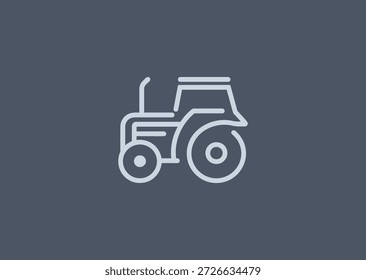 Logotipo abstracto del tractor de la línea simple para la agricultura, la agricultura, o la marca de la maquinaria.