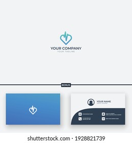 simple line abstract wave heart logo
