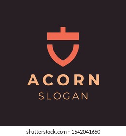 Simple line Acorn logo template design.
