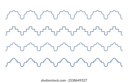 Línea simple con borde árabe. Ramadán kareem arábigo, divisor de Vector saudita.