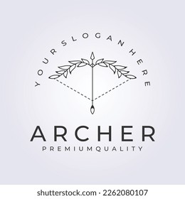 simple line arc bow for archer icon logo symbol template vector illustration design