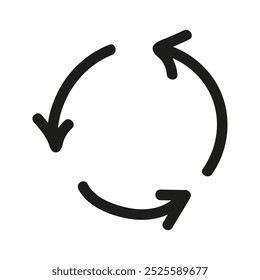 Simple line arrow in circle shape doodle. Hand drawn element for navigation and presentations.