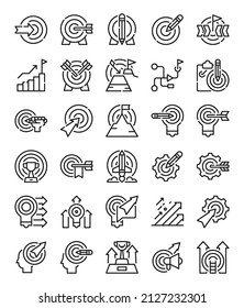 simple line arrow target success icons pack vector illustration