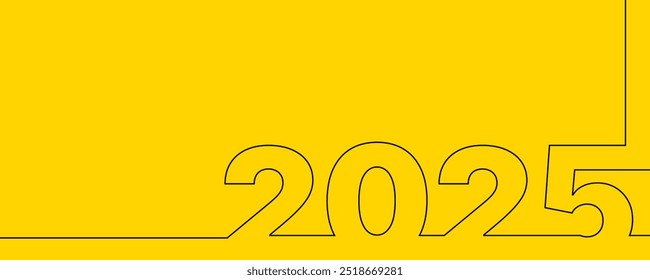 simple line art 2025 new year banner or greeting card background