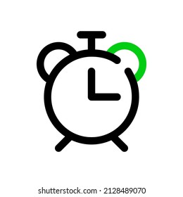 Simple line art alarm clock icon. Pixel perfect, editable stroke
