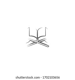 simple line art of al-quran logo icon design