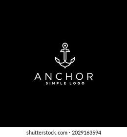 simple line art anchor logo, marine ship logo