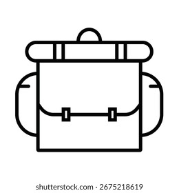 Simple line art backpack icon for travel adventures and outdoor activities
