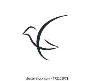 Simple Line Art Beautiful Flying Bird Symbol Modern Logo Vector