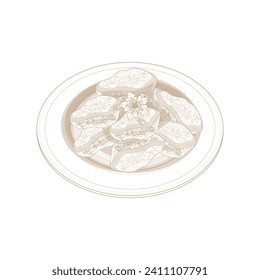 Pintura de línea simple Beef Rendang Vector Illustration Logo