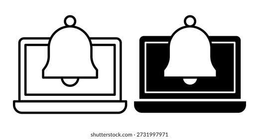 Simple line art bell notification icon displayed on laptop computer screen