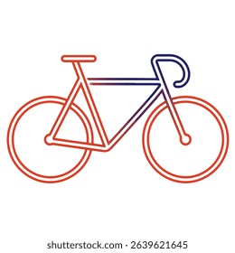 Simple line art bicycle red and blue gradient design