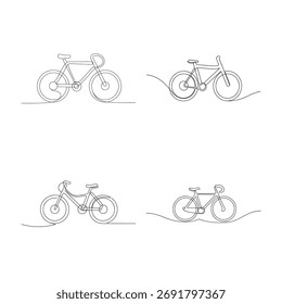 Simple line art bicycles in Single line bike transport