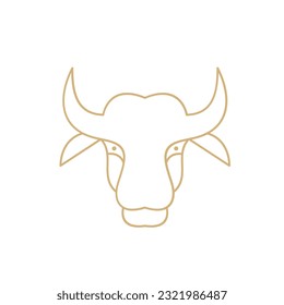 Simple Line Art  Bison Head Logo Design Vector