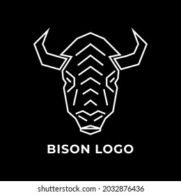 Simple line art bison logo vector illustration