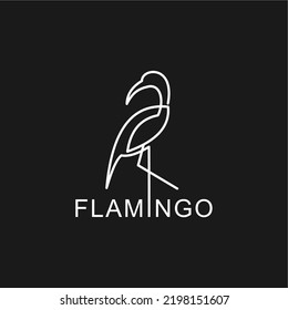 
Simple line art of black and white flamingo bird