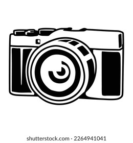imagen de línea simple imagen de cámara de bolsillo blanco negro