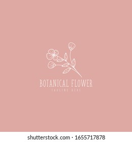 Simple line art botanical flower  logo concept vector