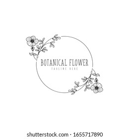 Simple line art botanical flower  logo concept vector