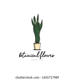 Simple line art botanical flower  logo concept vector