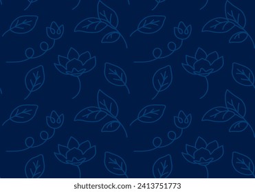 Simple line art botanical leaf background pattern