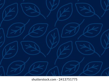 Simple line art botanical leaf background pattern