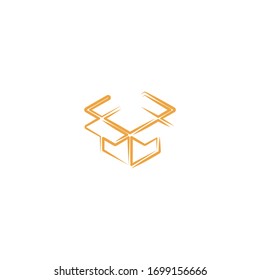 simple line art of box carton packing logo icon design